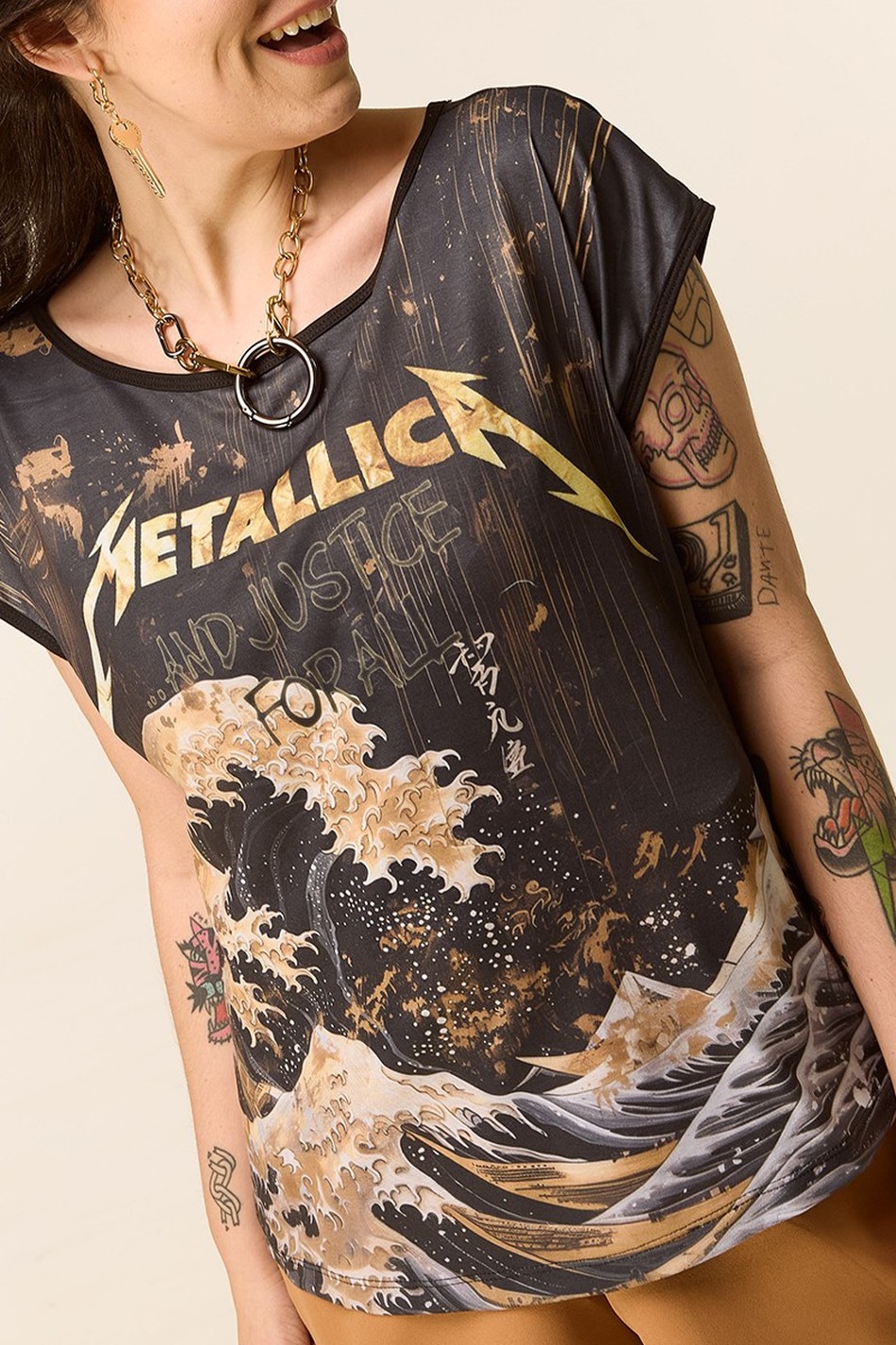 BLUSA DNA METALLICA GOLD