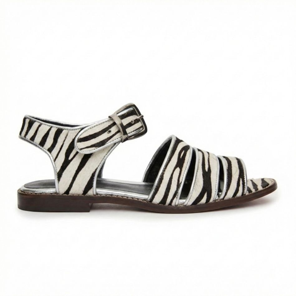 FLAT CARMEM PÊLO ZEBRA COM PRATA