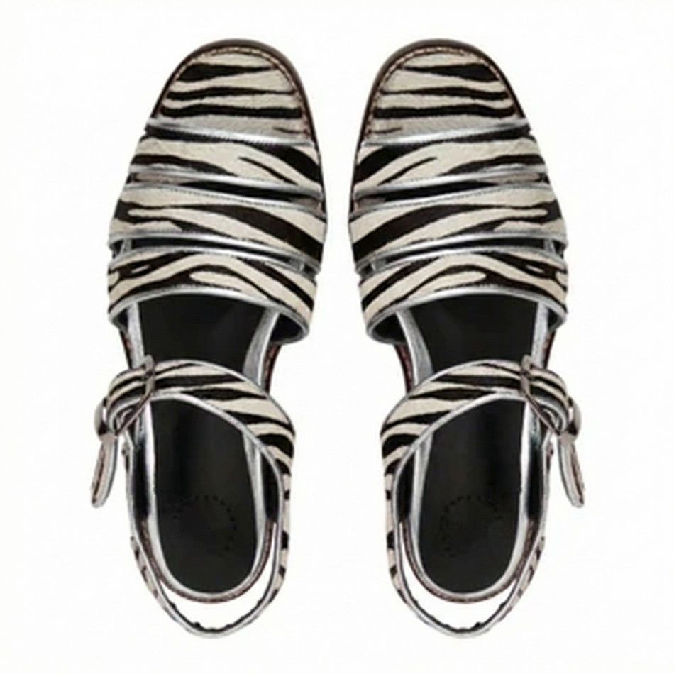 FLAT CARMEM PÊLO ZEBRA COM PRATA