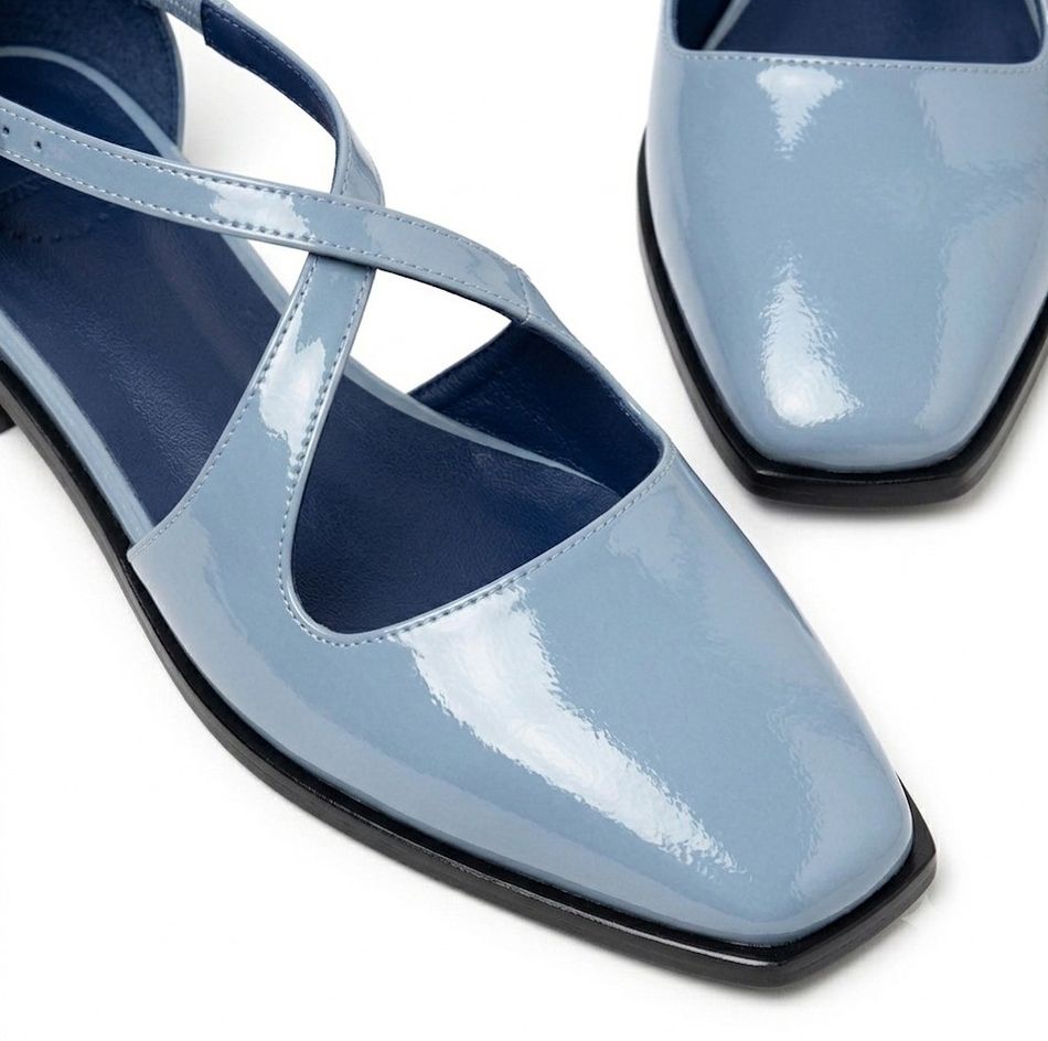 MARY PINGA FLAT VERNIZ AZUL BEBE