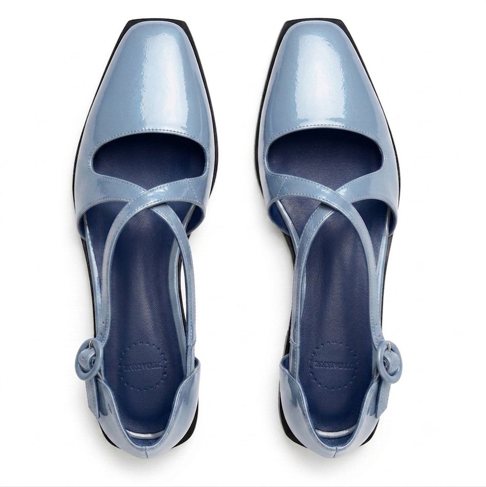 MARY PINGA FLAT VERNIZ AZUL BEBE