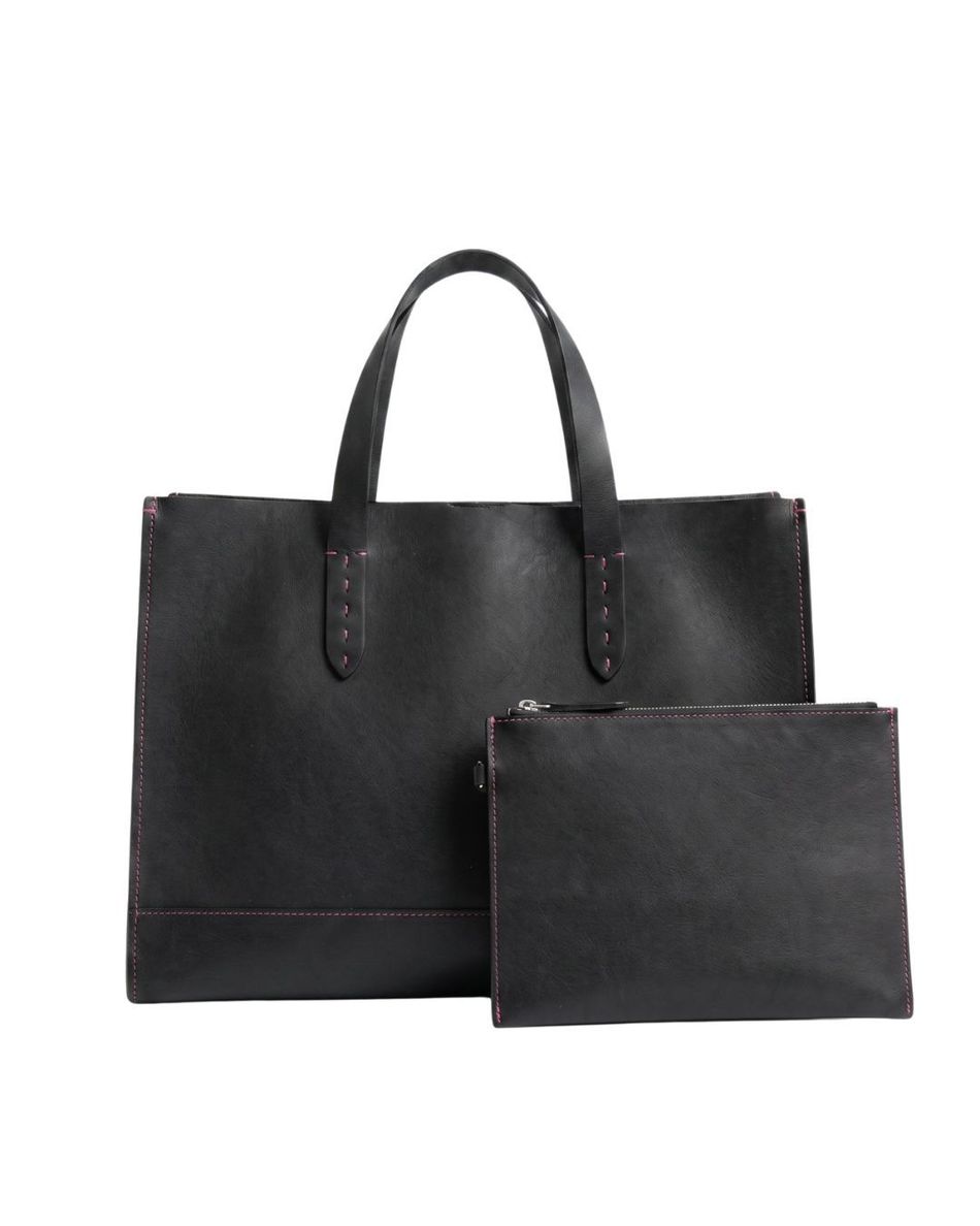 BOLSA QUINTA PRETA COM ROSA