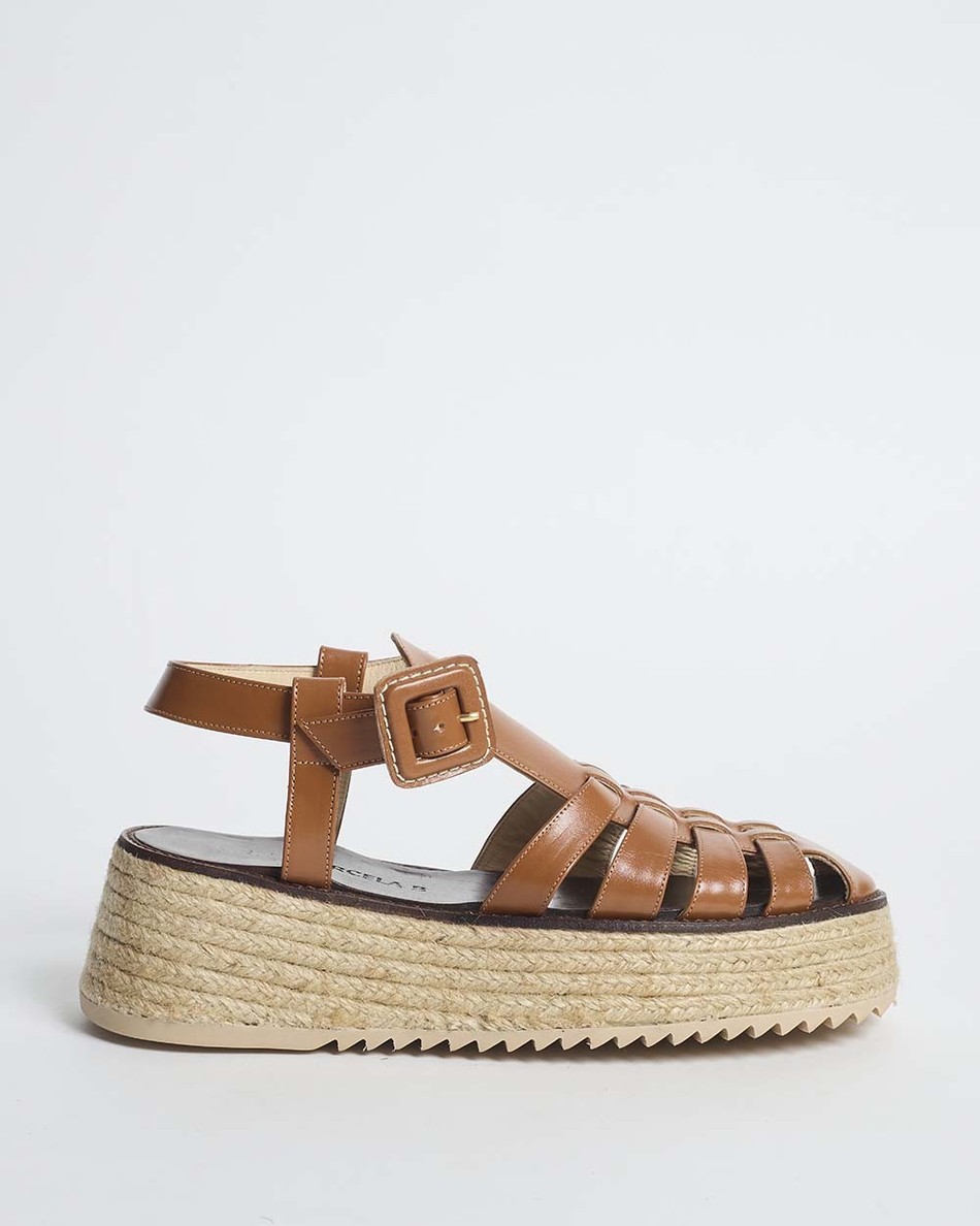 Flatform Lulu Couro Cognac