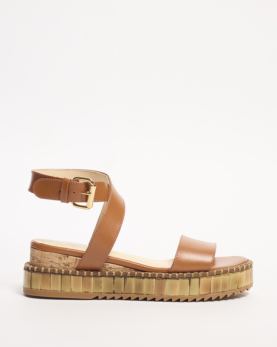 Flatform Bianca Couro Cognac