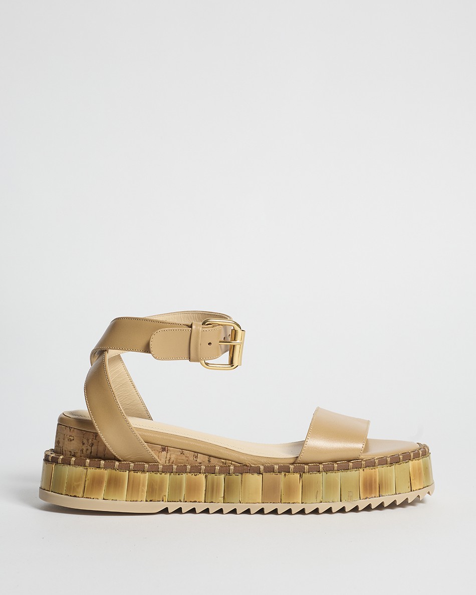 Flatform Bianca Couro Nocciola