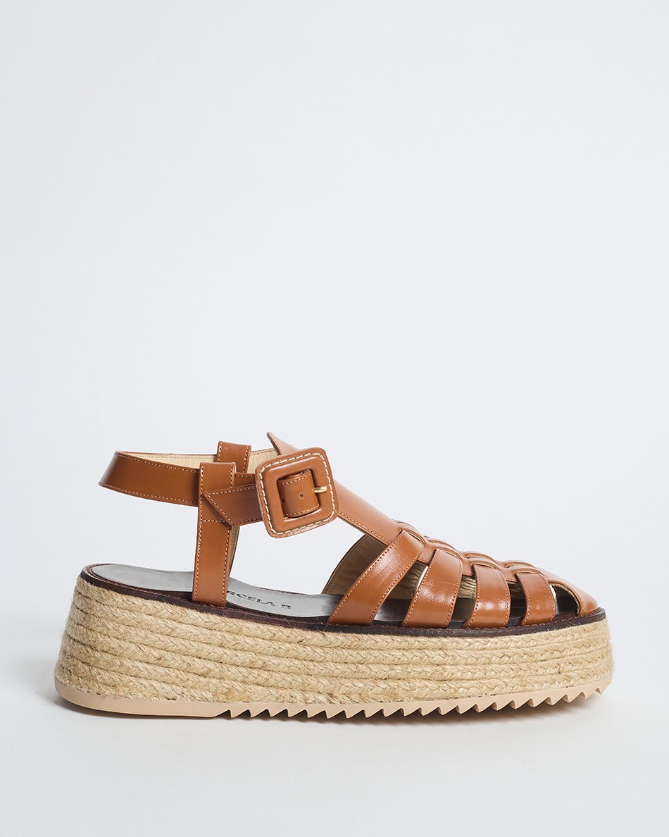 Flatform Lulu Couro Cognac