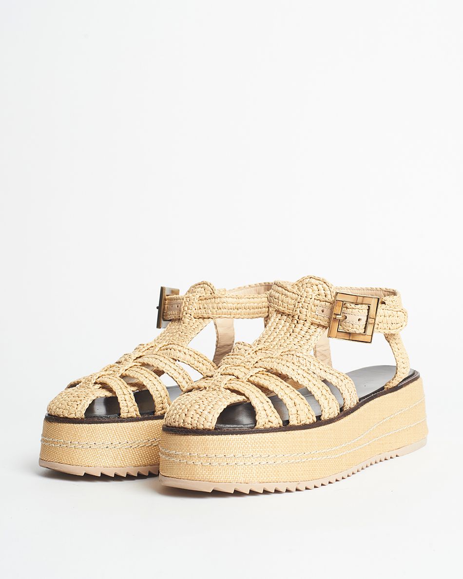 Flatform Lulu Croche Bege