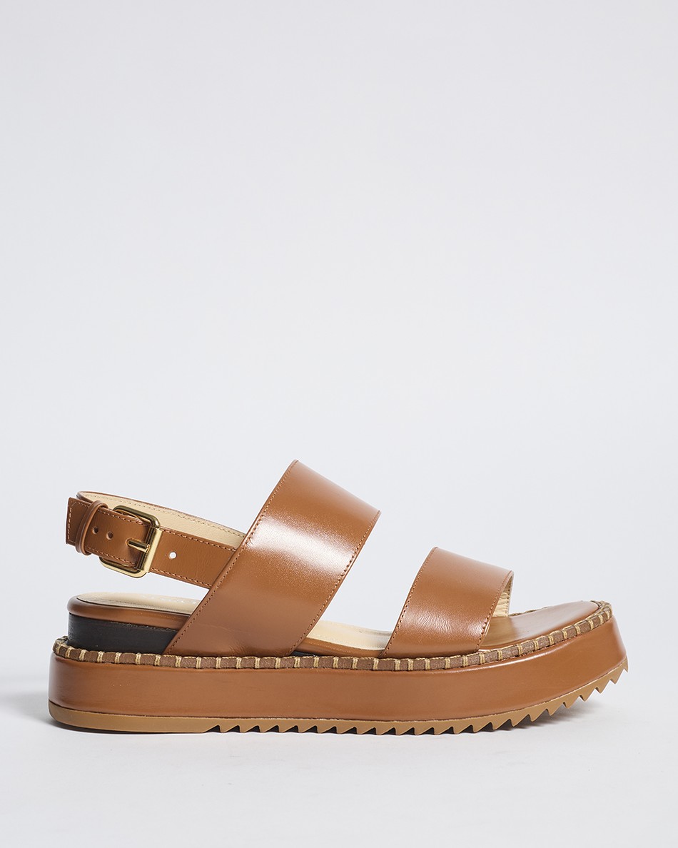 Flatform Julia Couro Cognac