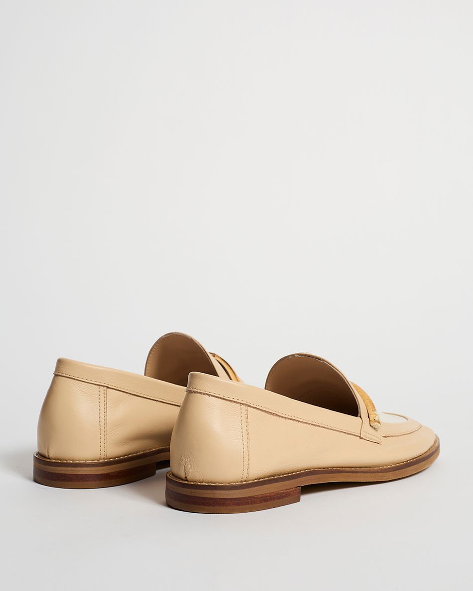 Mocassim Olivia Bege e Off White
