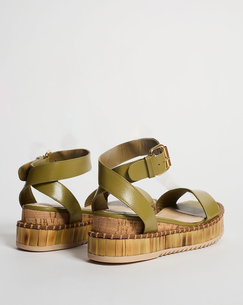 Sandália Flatform Bianca Bamboo Verde