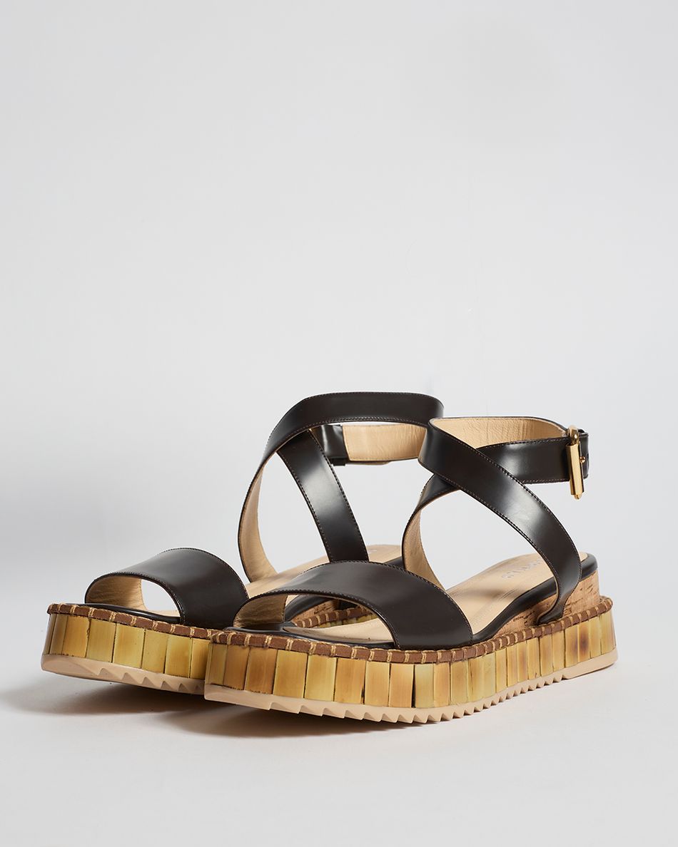 Flatform Bianca Couro Café