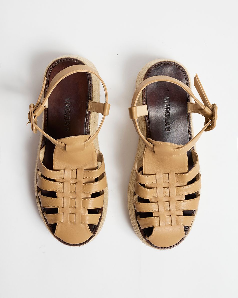 Flatform Lulu Couro Bege
