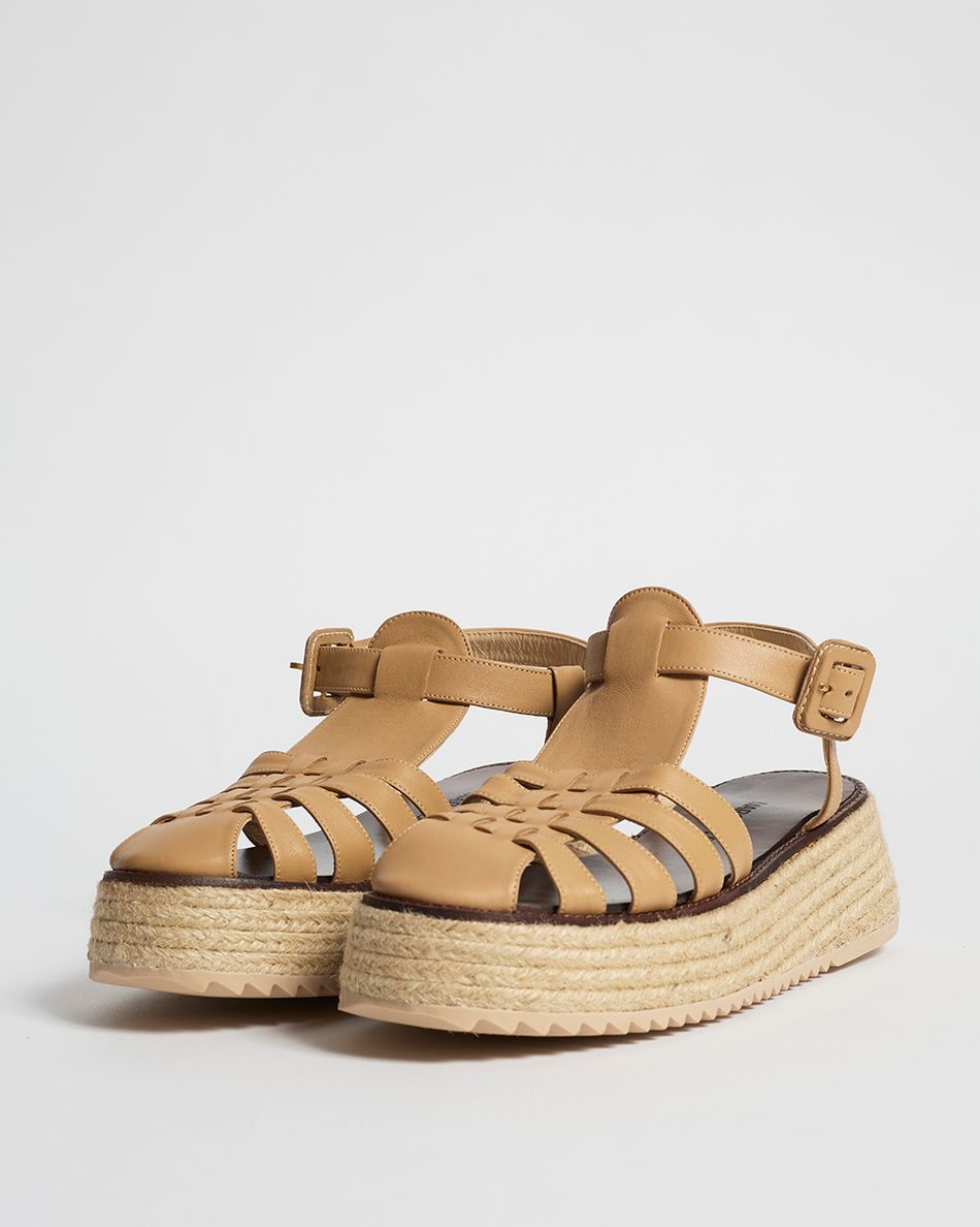 Flatform Lulu Couro Bege