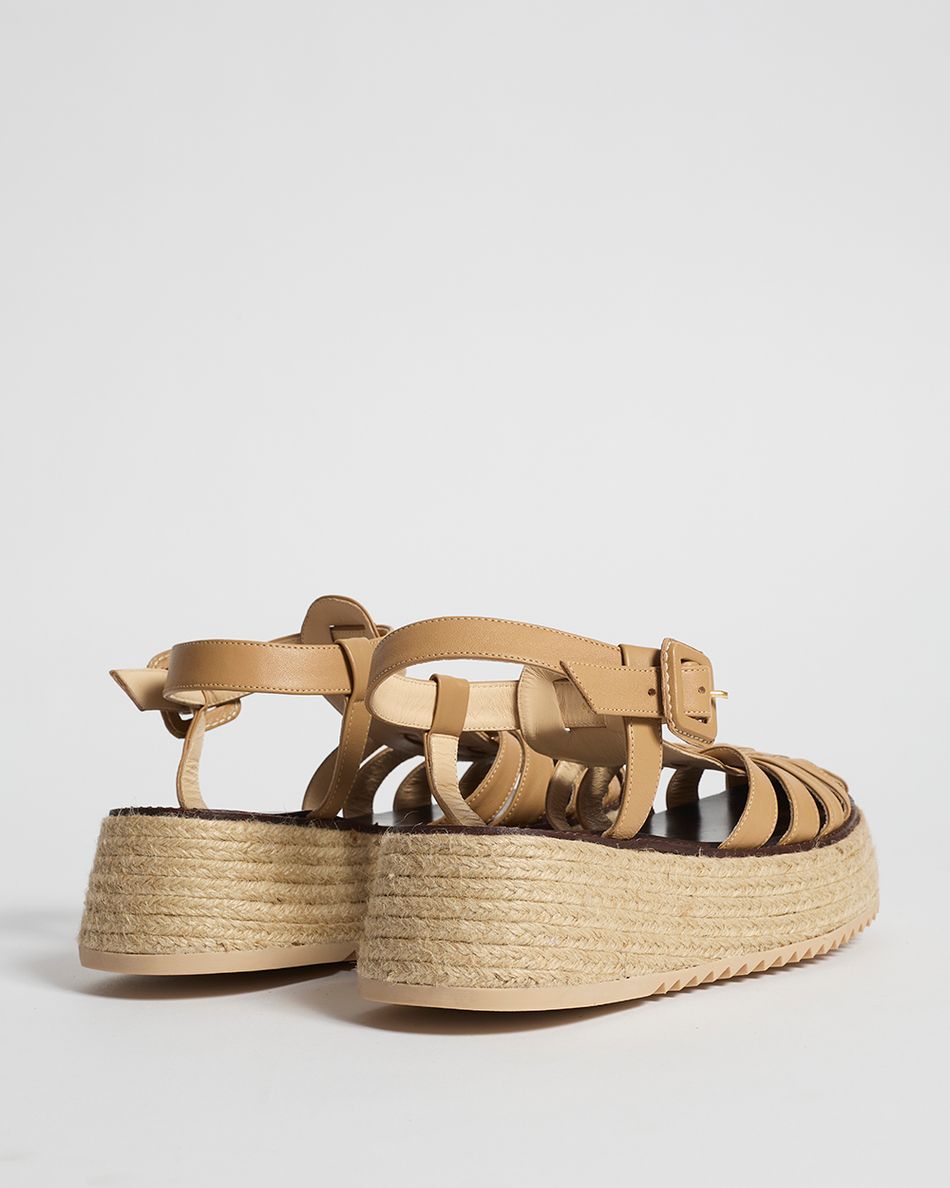 Flatform Lulu Couro Bege