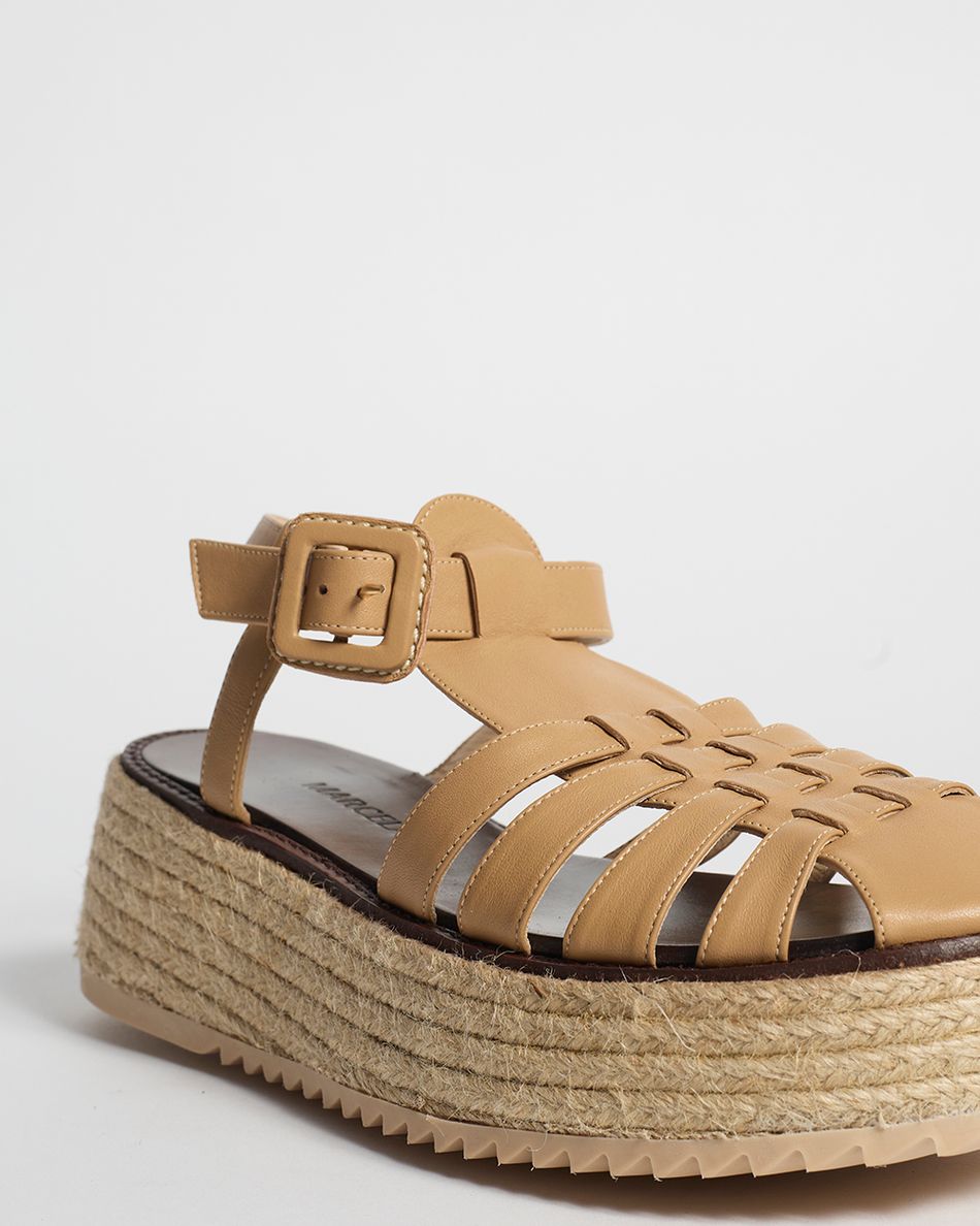 Flatform Lulu Couro Bege