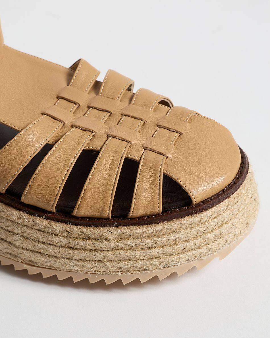 Flatform Lulu Couro Bege