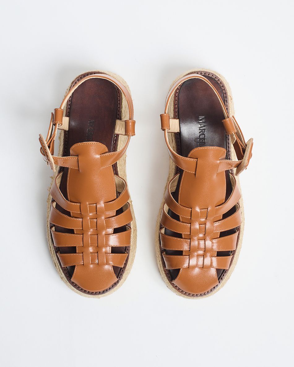Flatform Lulu Couro Cognac