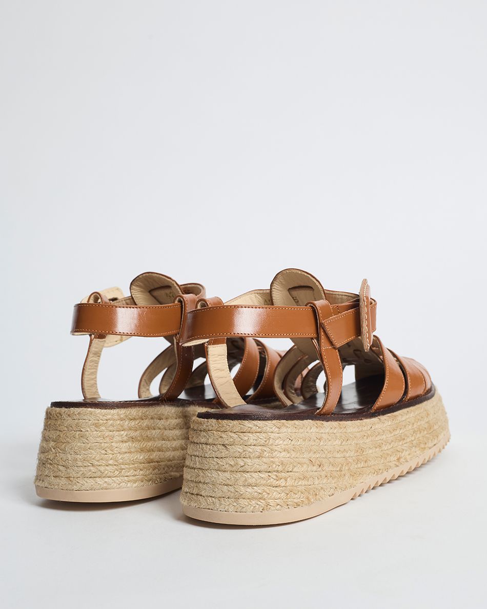 Flatform Lulu Couro Cognac