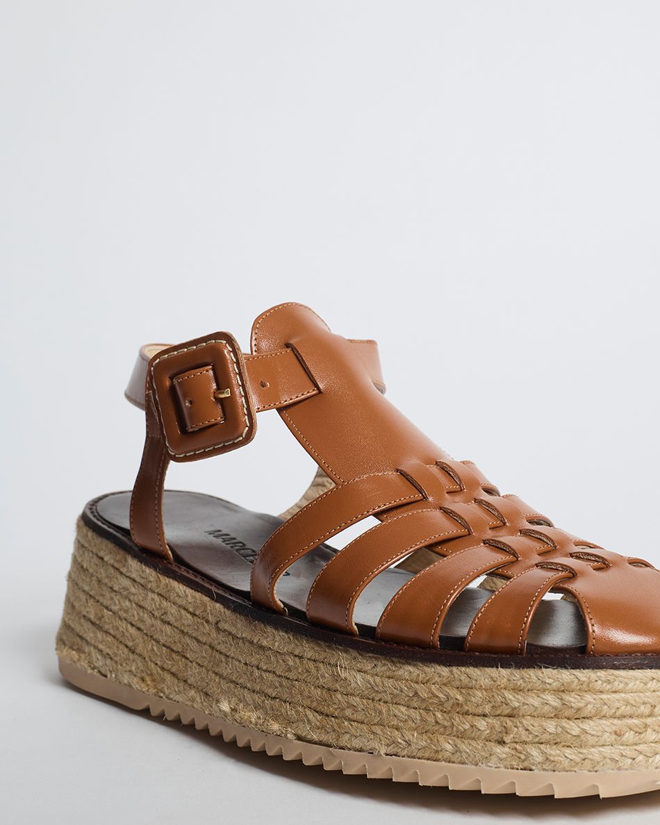 Flatform Lulu Couro Cognac