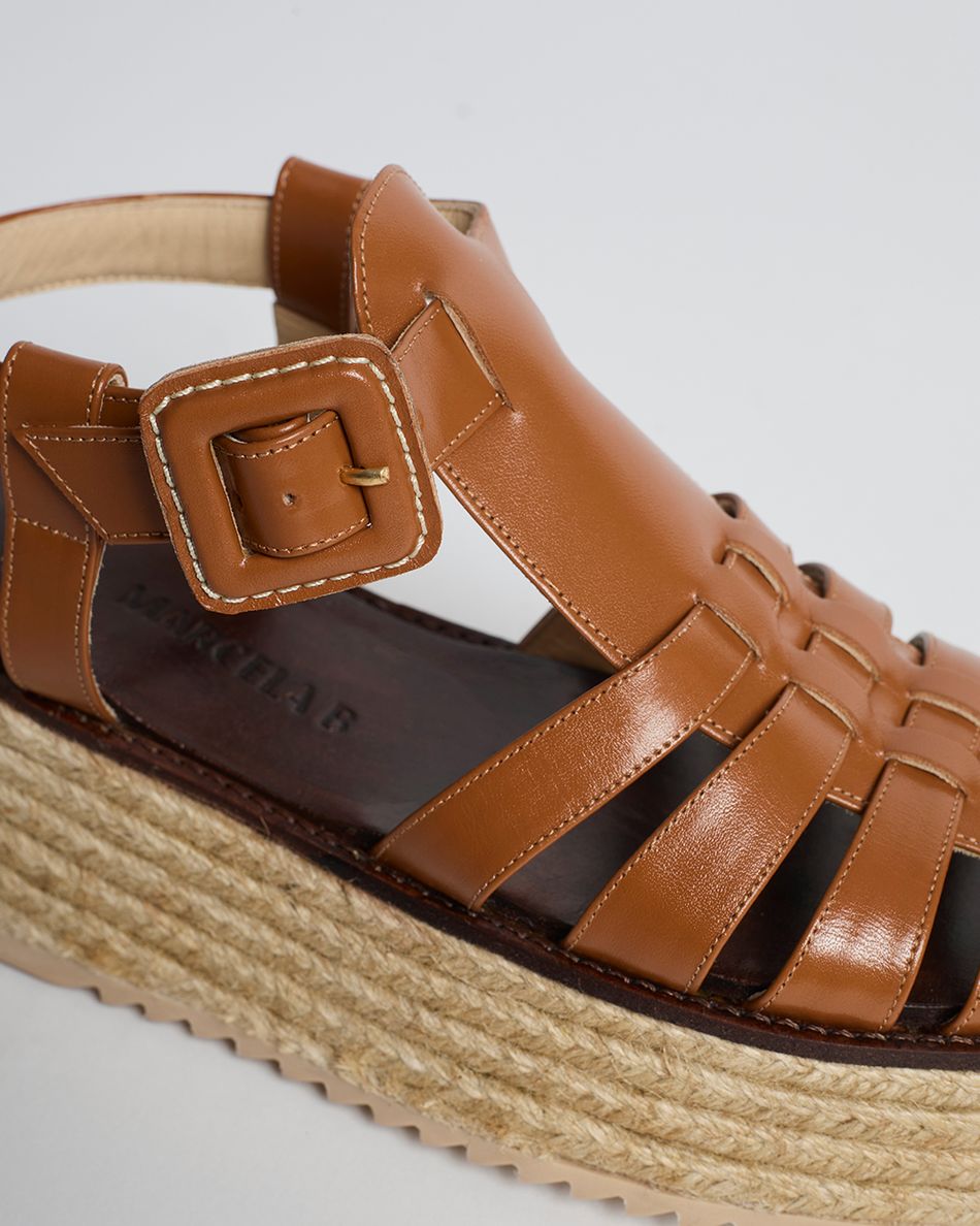 Flatform Lulu Couro Cognac