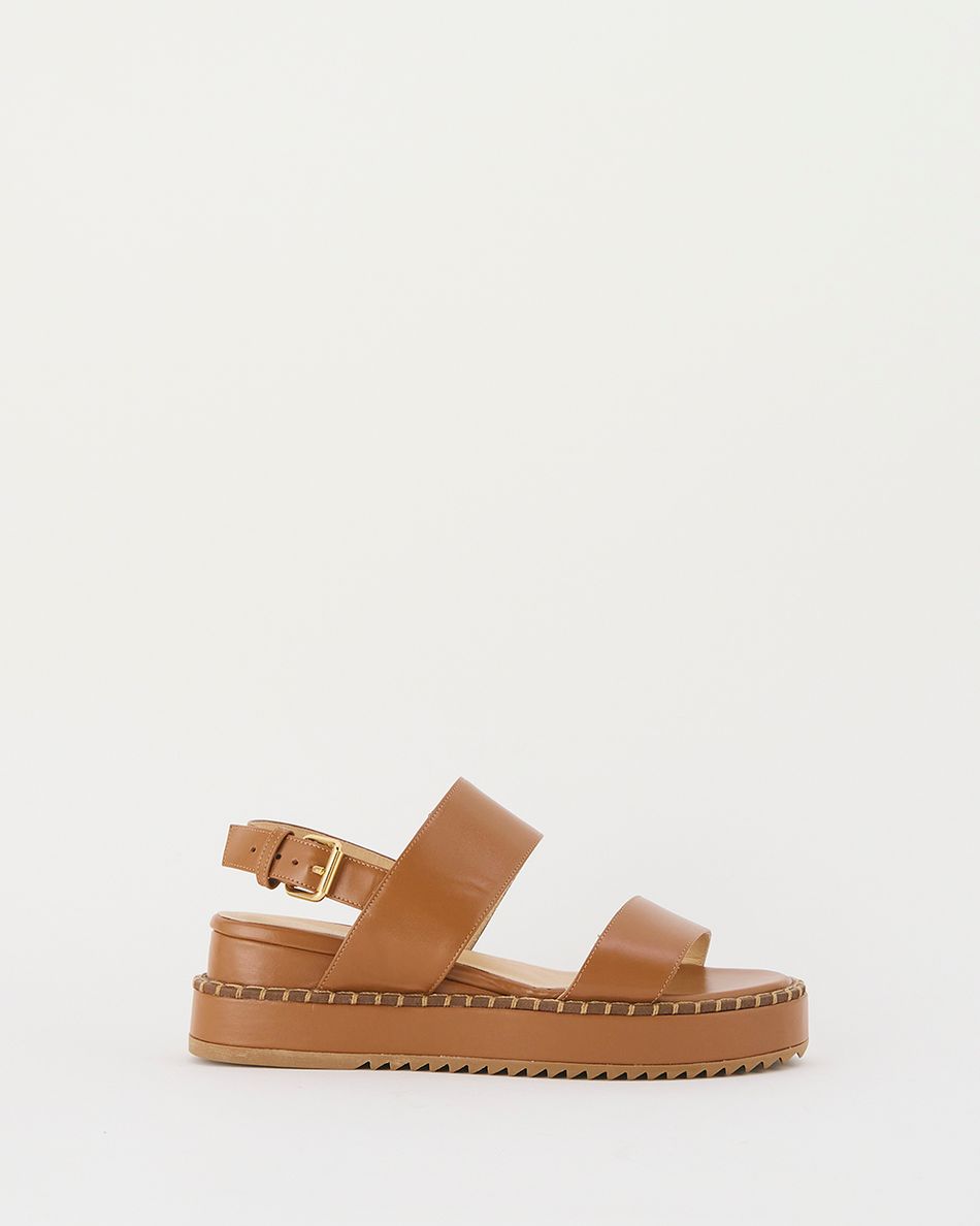 Flatform Julia Couro Cognac