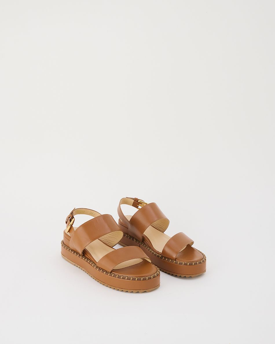 Flatform Julia Couro Cognac