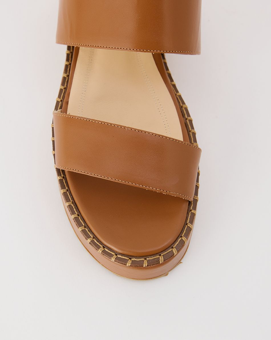 Flatform Julia Couro Cognac