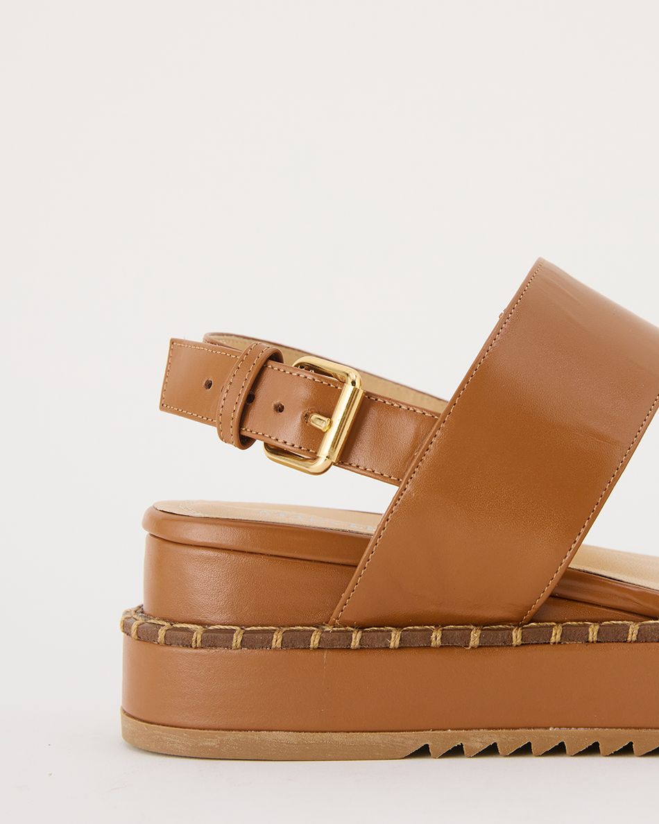 Flatform Julia Couro Cognac