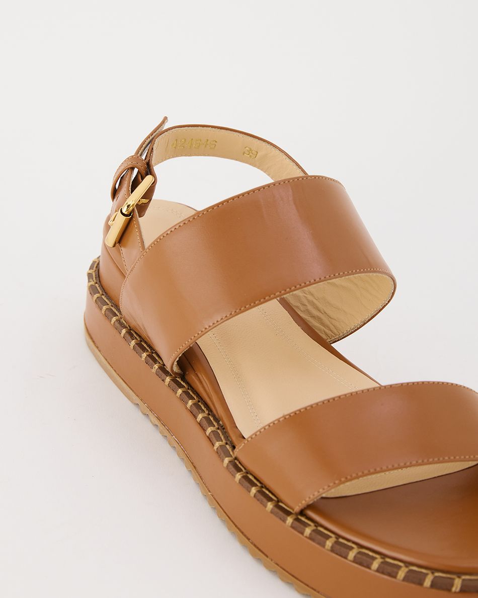 Flatform Julia Couro Cognac