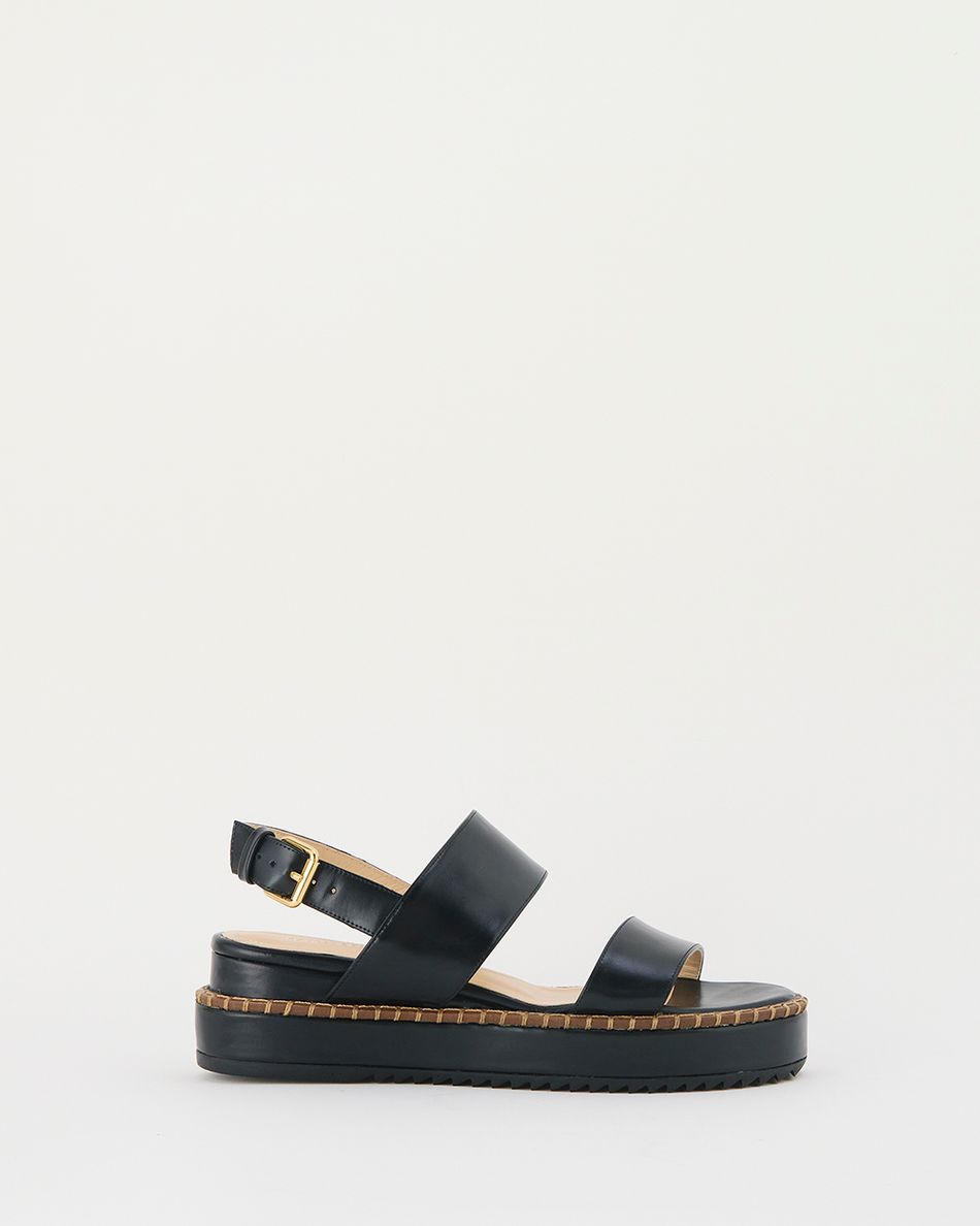 Flatform Julia Couro Preta
