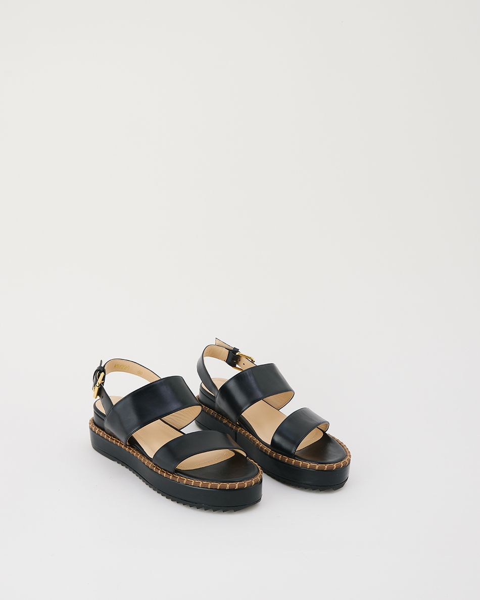 Flatform Julia Couro Preta