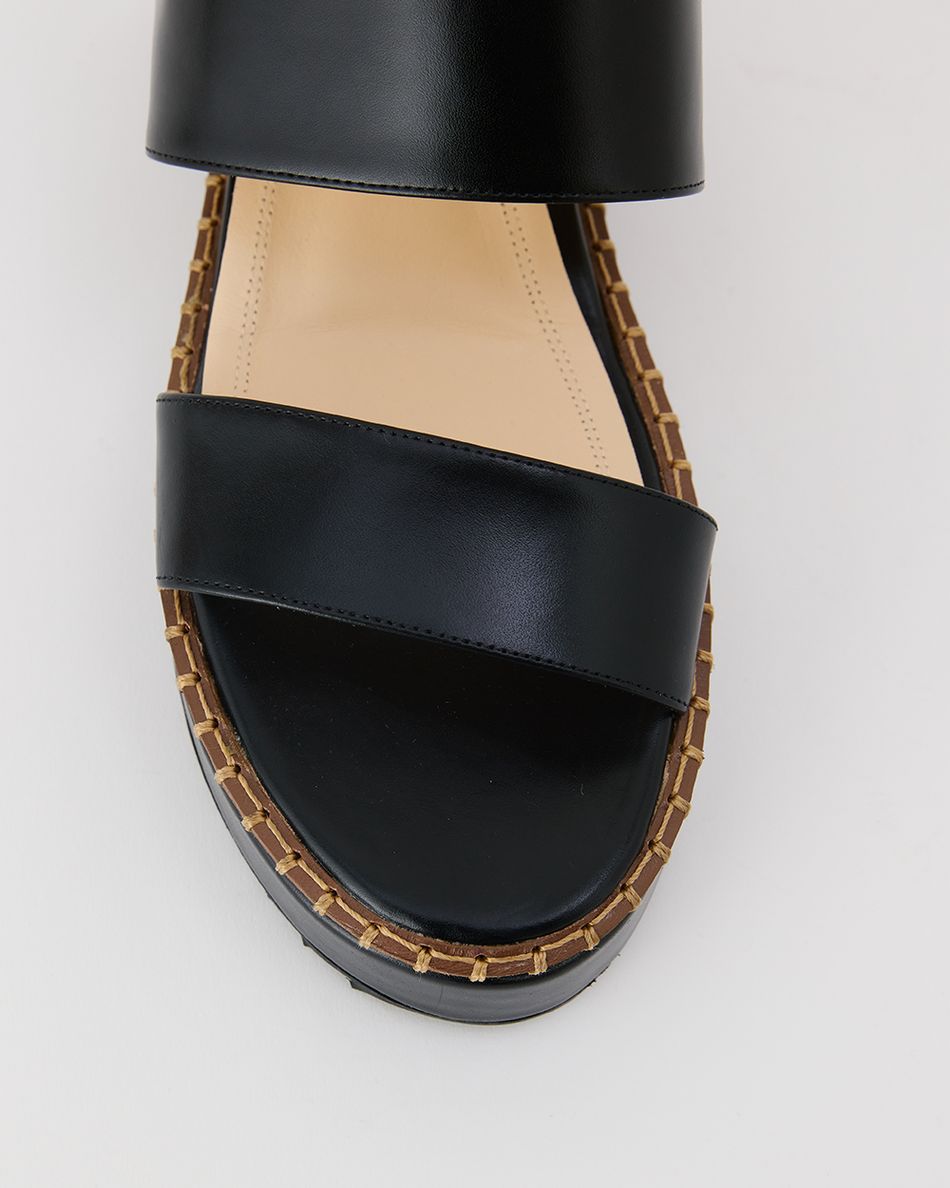 Flatform Julia Couro Preta