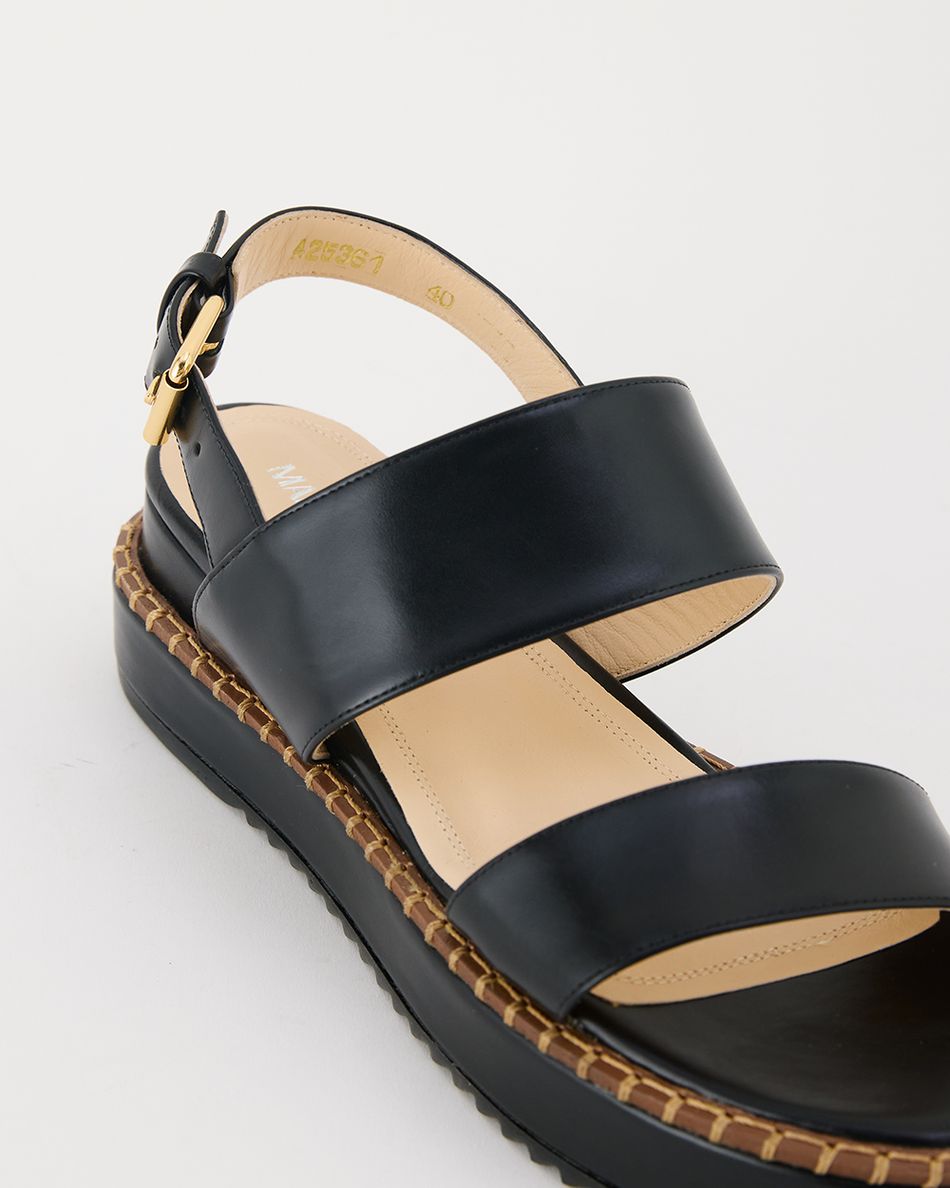 Flatform Julia Couro Preta