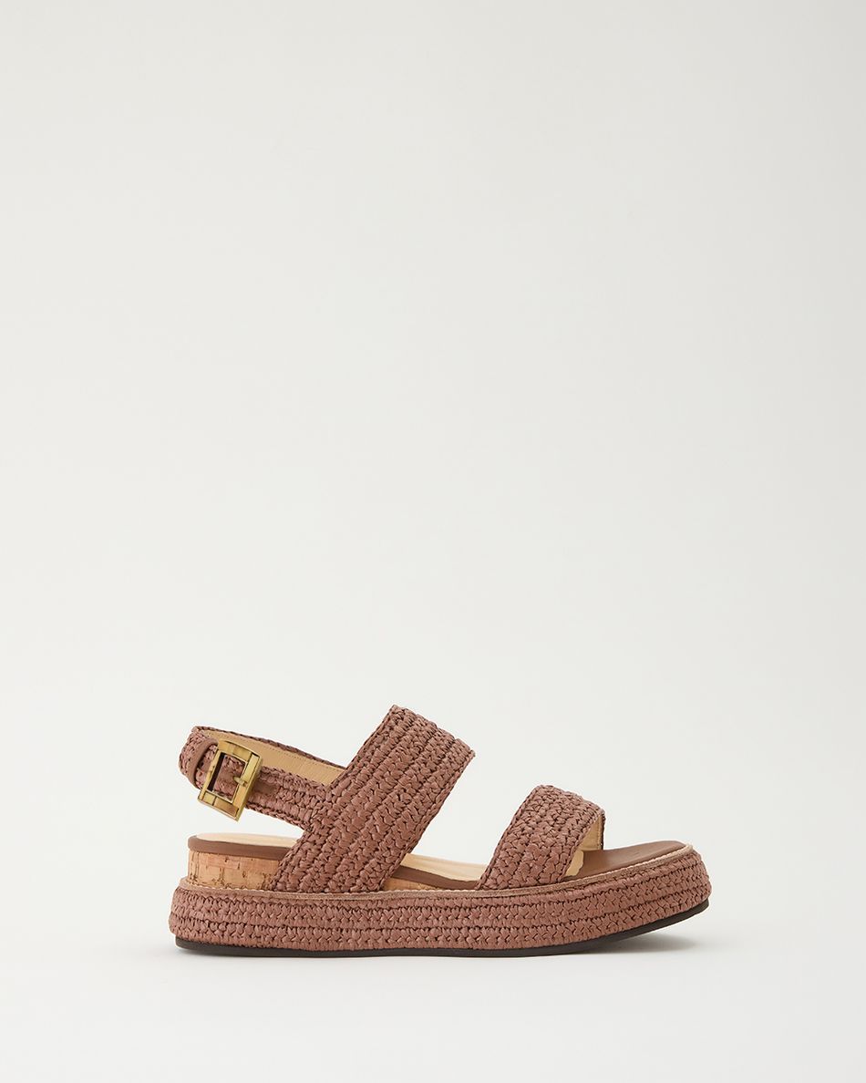 Flatform Julia Crochê Camel 