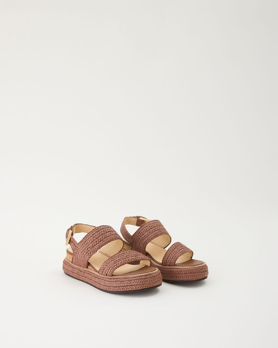 Flatform Julia Crochê Camel 