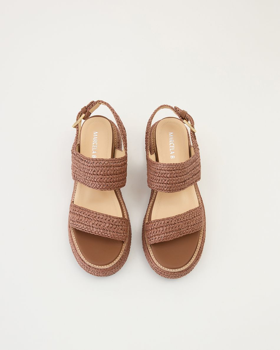 Flatform Julia Crochê Camel 