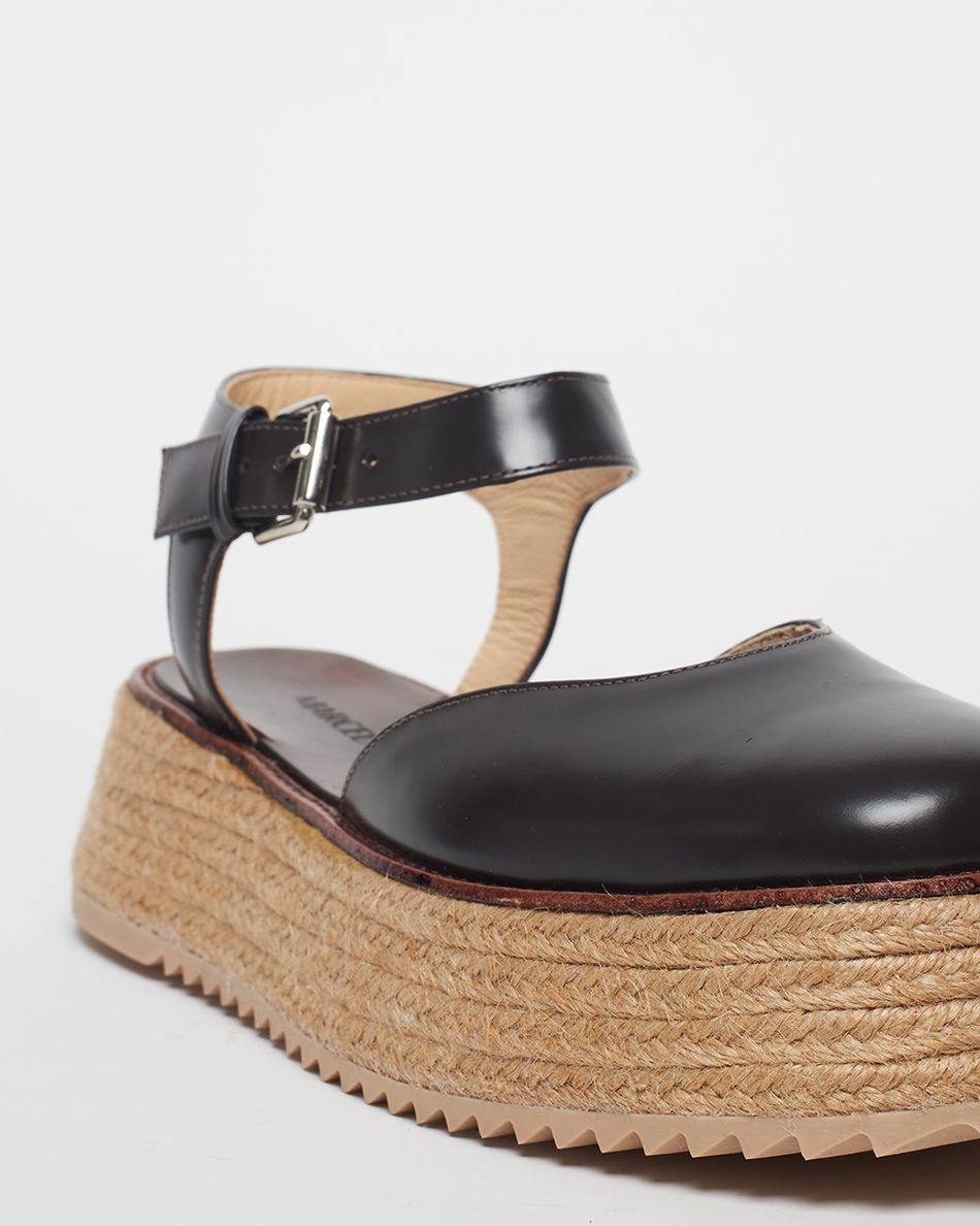 Flatform Mary Jane Couro Café