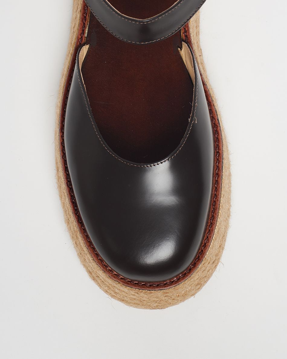 Flatform Mary Jane Couro Café