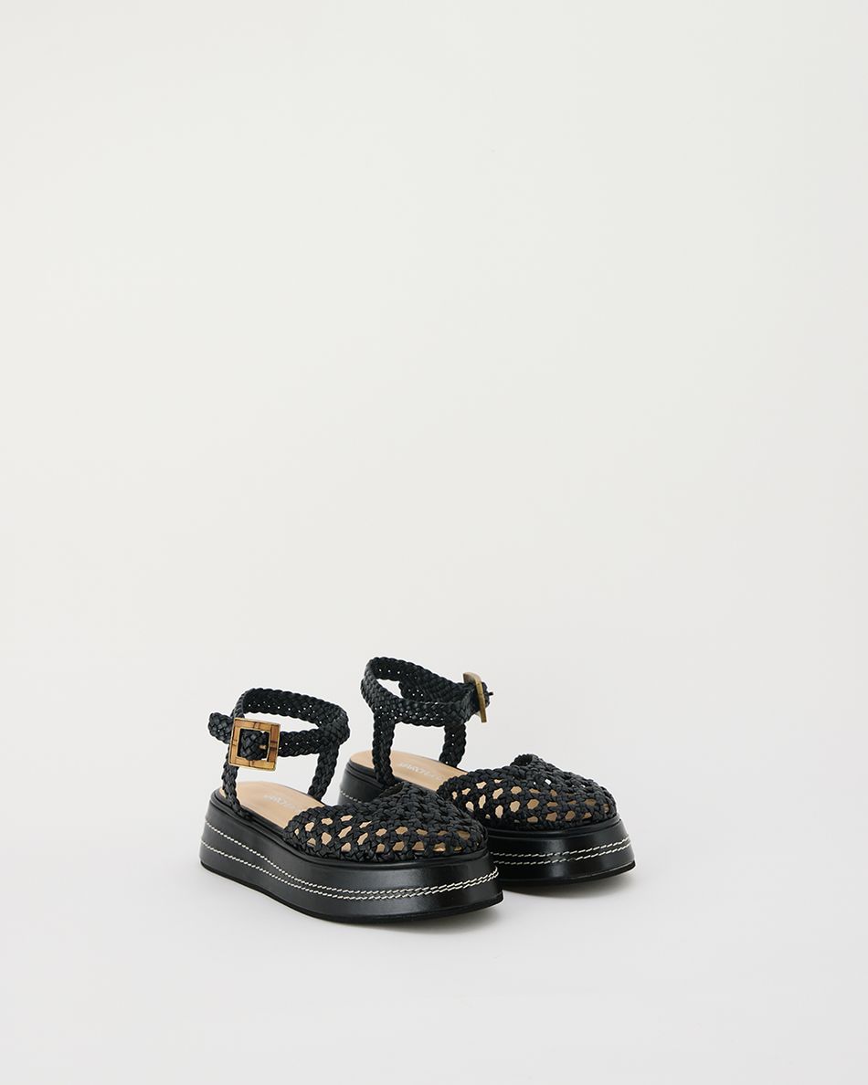 Flatform Mary Jane Tresse Preto