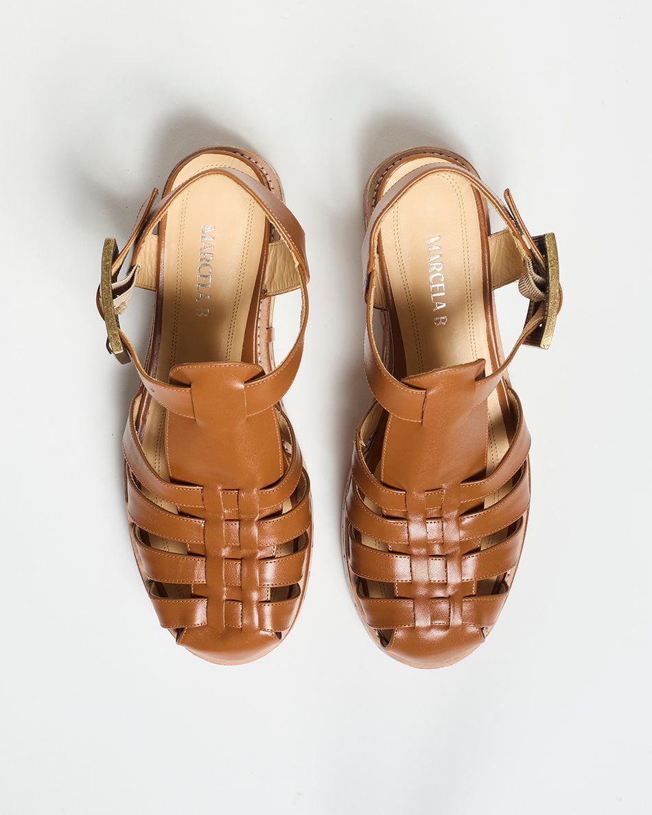 Flatform Melissa Bamboo Cognac