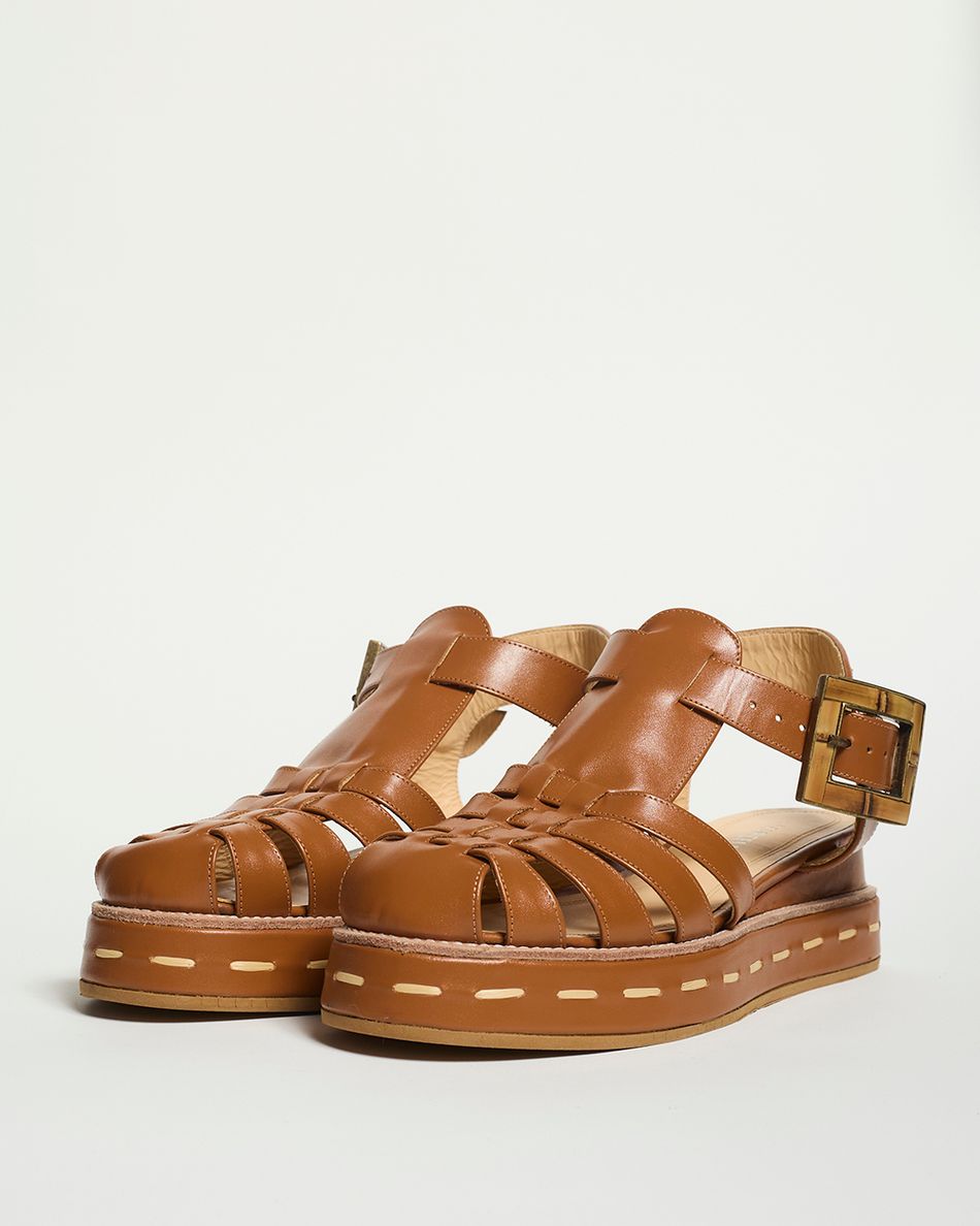 Flatform Melissa Bamboo Cognac