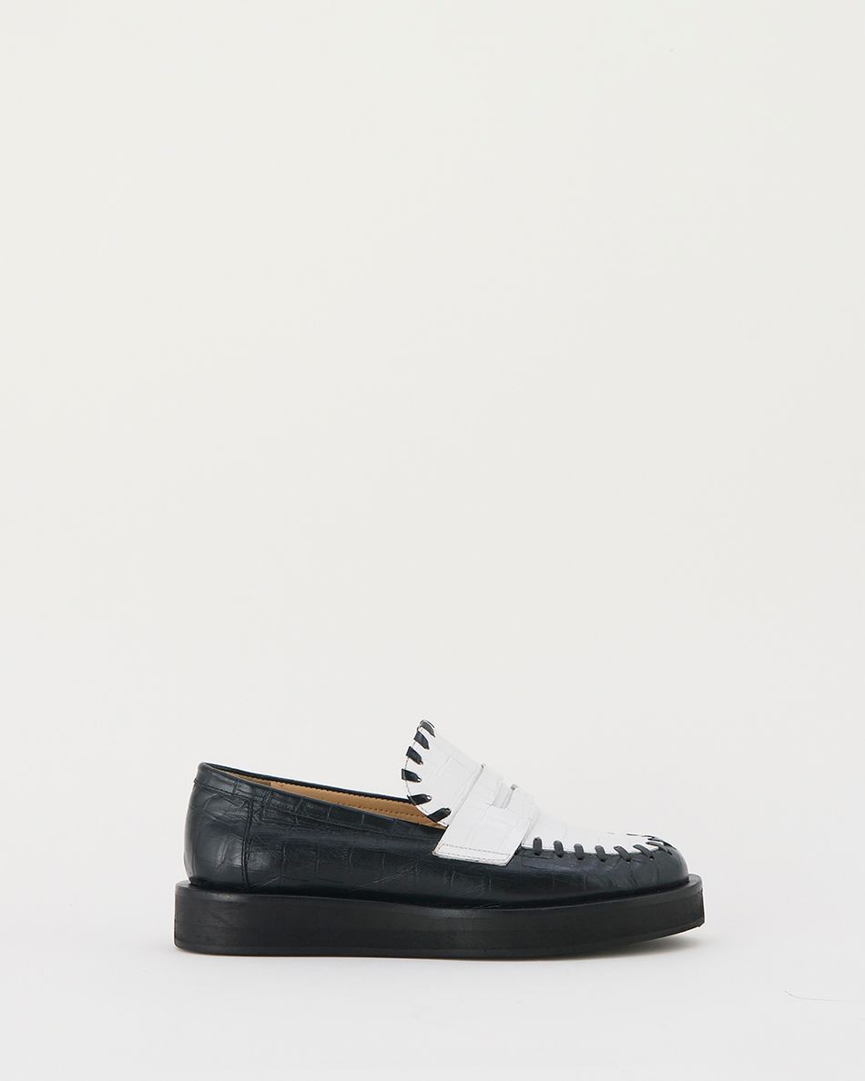 Mocassim Vanda Croco Preto e Branco