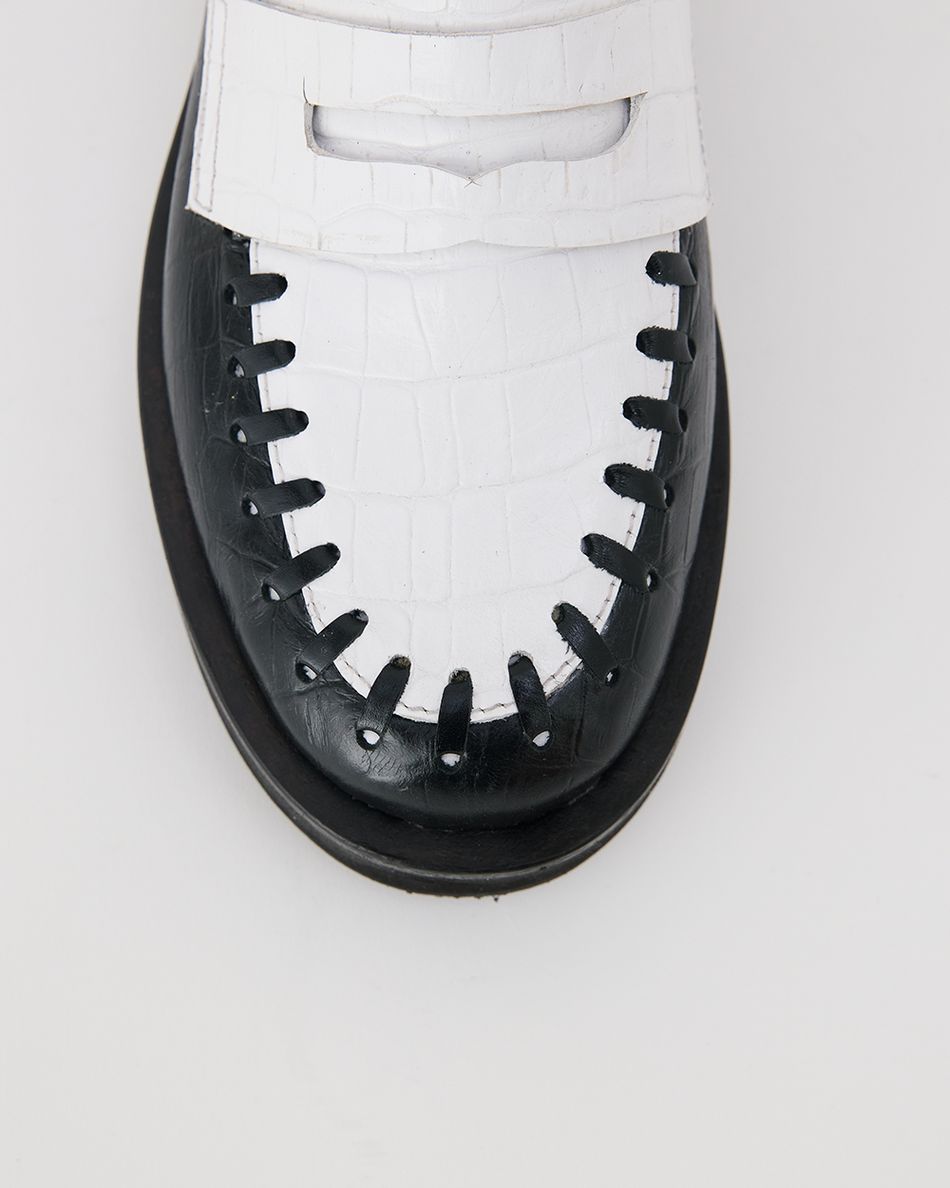 Mocassim Vanda Croco Preto e Branco