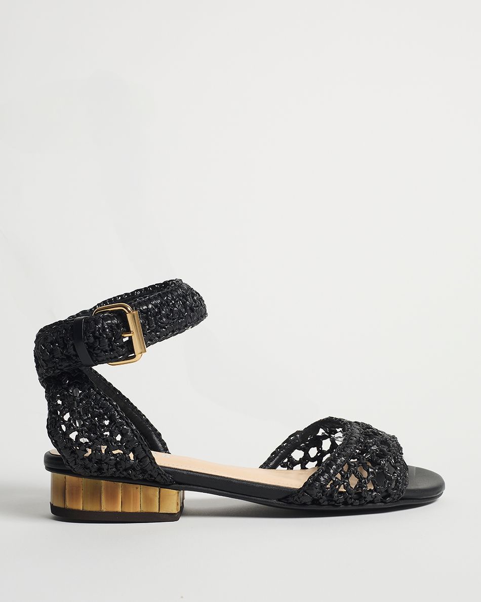 Sandália Rasteira Francis Crochê Preto