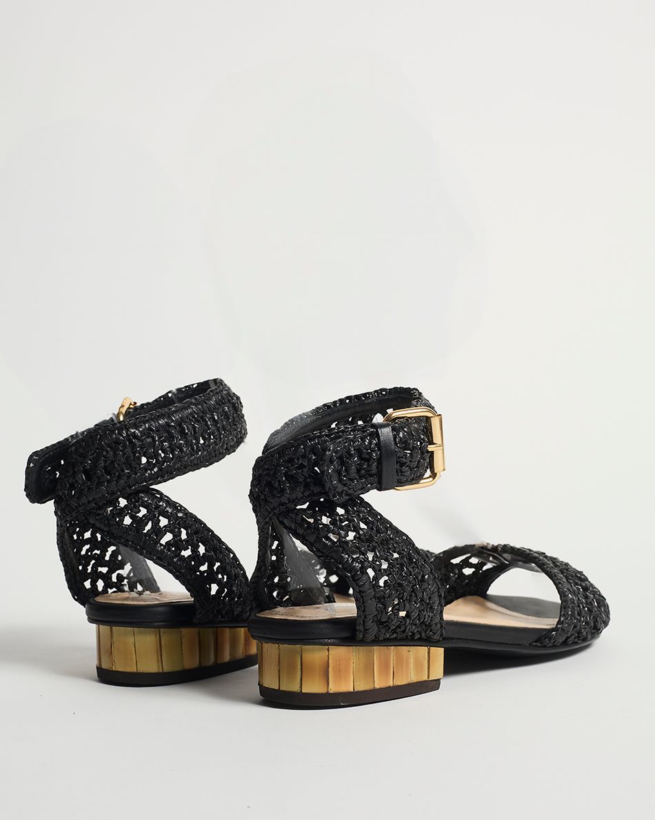 Sandália Rasteira Francis Crochê Preto