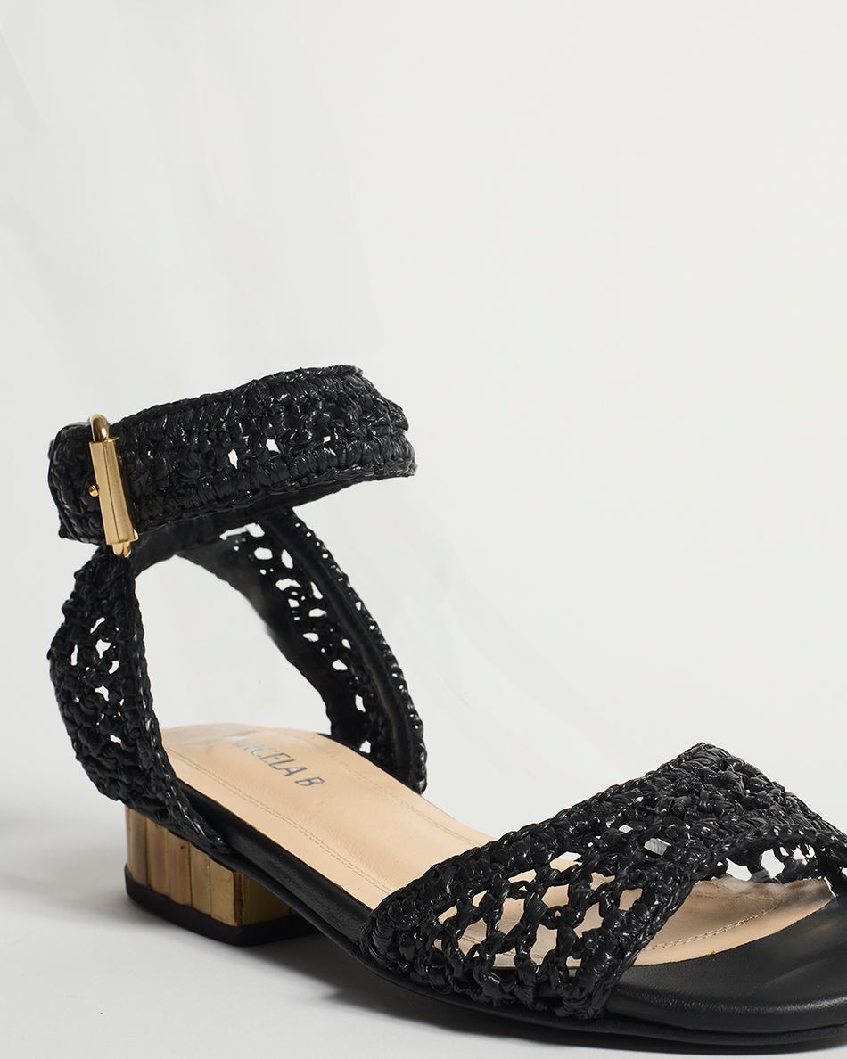 Sandália Rasteira Francis Crochê Preto