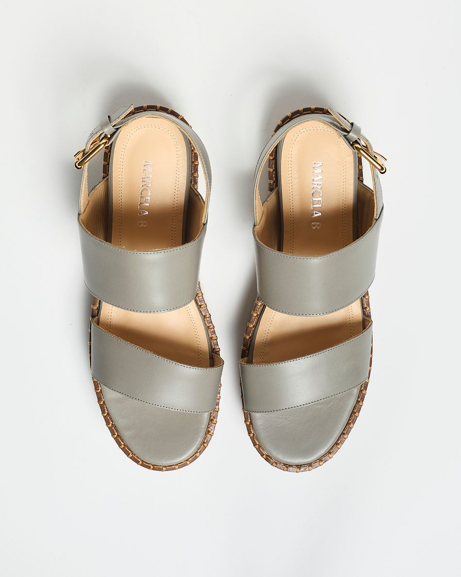 Flatform Julia Couro Cinza
