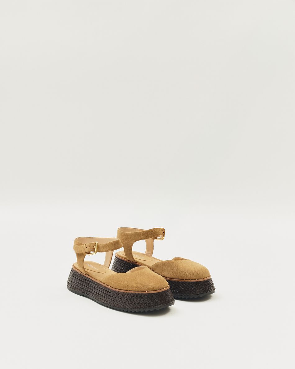 Flatform Mary Jane Camurça Areia