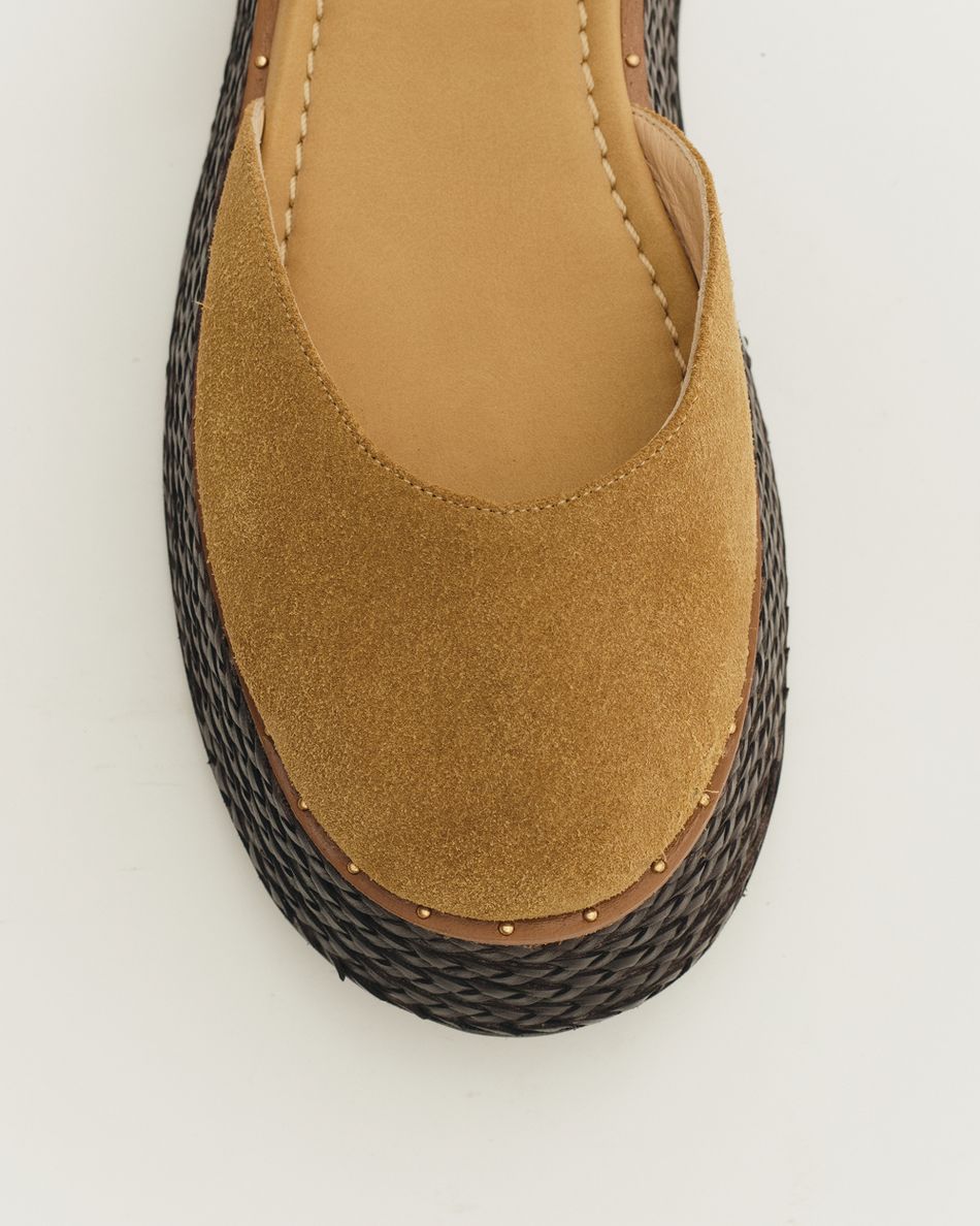 Flatform Mary Jane Camurça Areia