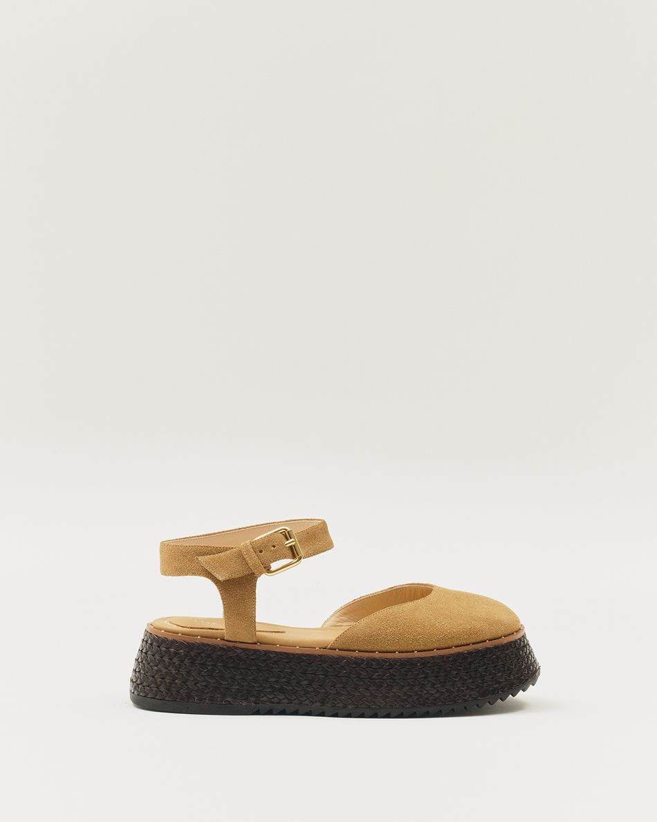 Flatform Mary Jane Camurça Areia